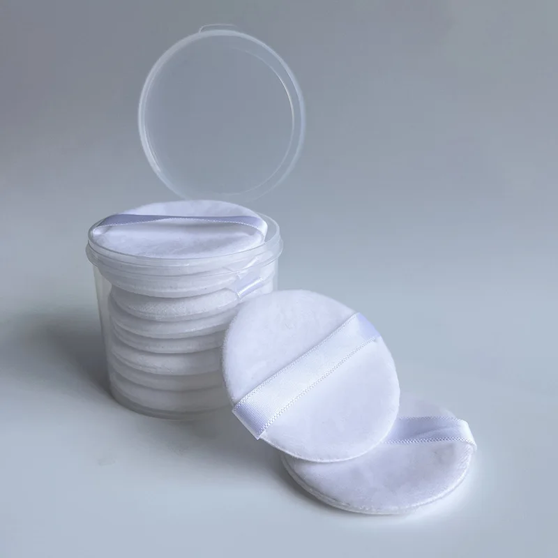 HMU Soft Washable Round Velour Face Powder Puff Cotton Sponge Makeup Loose Powder Puff With Logo