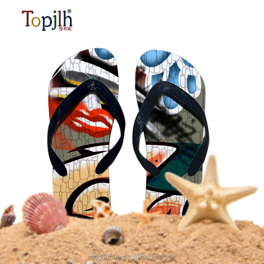 Topjlh factory wholesales sublimation casual beach slippers for kids man women sublimation Beach Fitting Flip-flops Slippers