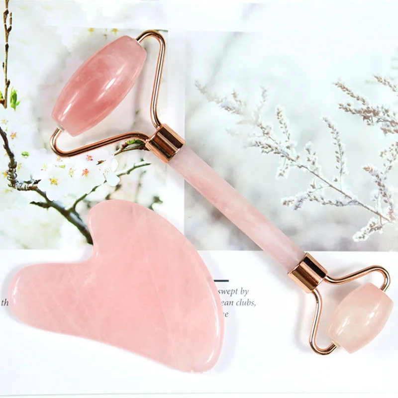  Natural Jade Stone Pink Scraping Board for Physical Therapy/Scraping Facial Massage Tools Removes Toxins/Gua Sha