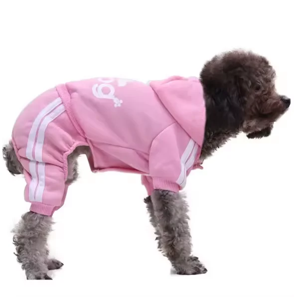 Fashion Adidog Pet Costume Soft Fleece Warm Winter Pet Coats Cat Clothes Buttoned Classic Sports Dog Hoodies