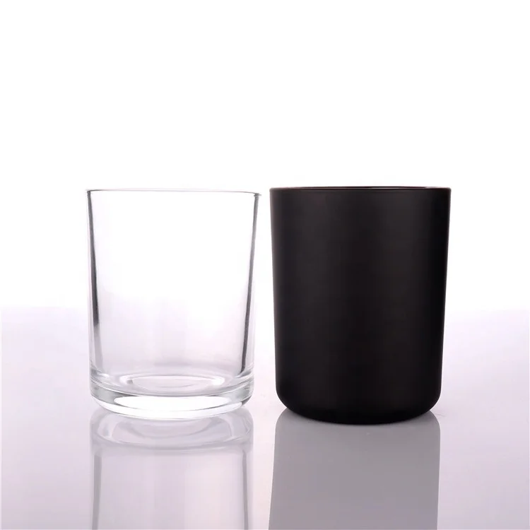 Оптовая продажа, роскошные стеклянные банки BOYE для свечей 17 унций, большие матовые черные круглые, для изготовления свечей