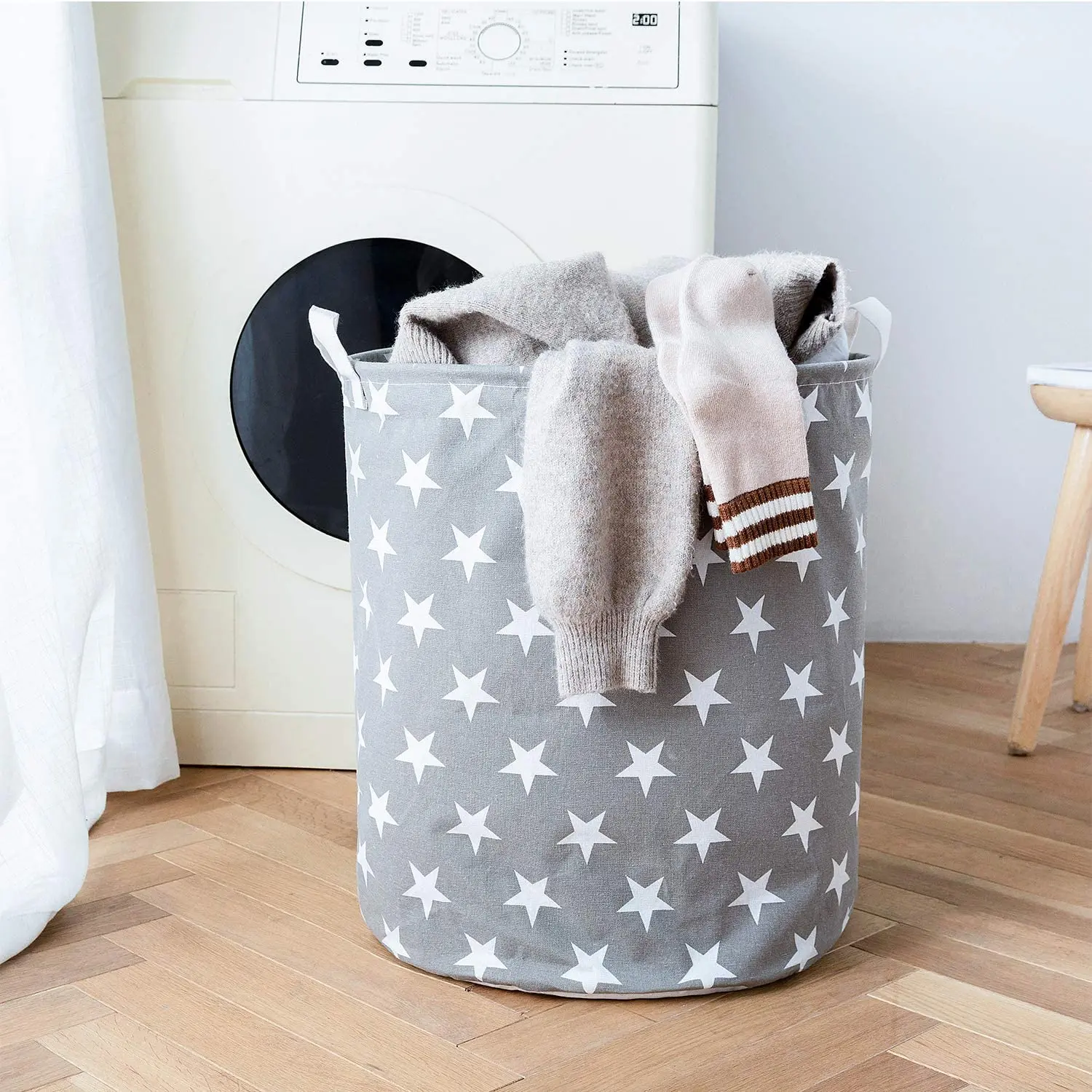 Folding Laundry Basket Round Storage Bin Bag Large Hamper Collapsible Clothes Laundry  Basket Bucket Organizer