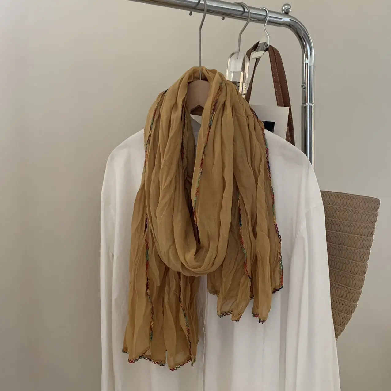 Wholesale 2024 Custom Woman Cotton Hijab Scarf Linen Shawls Printed Cotton Scarves For Women Viscose Scarves