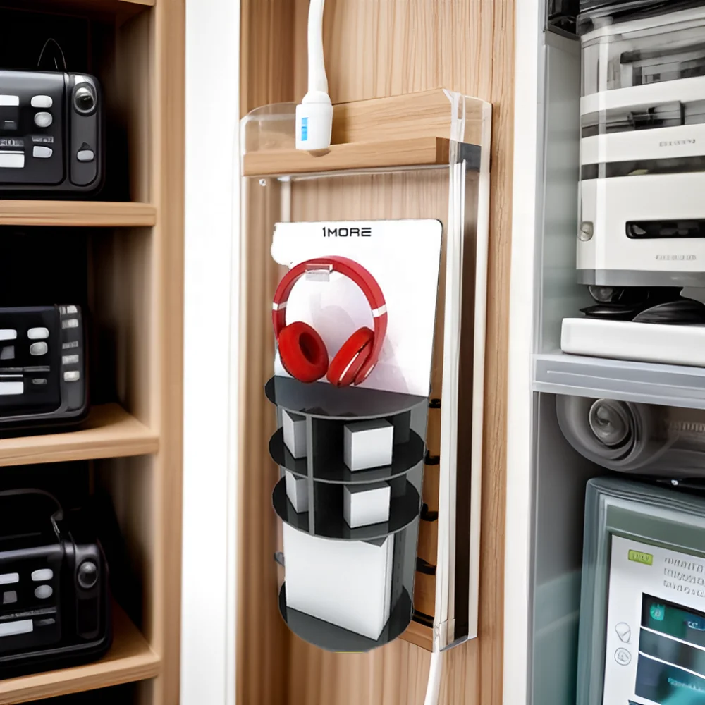 Factory Customized Acrylic Earphone Display Rack with Rotating Display Stand Organic Glass Earphone Cabinet for Customization