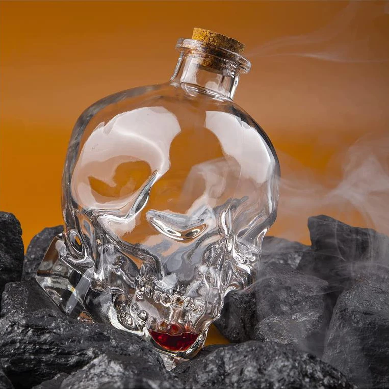 750 ml handmade champagne vodka liquor wine glass bottle whiskey glass bottle with cork stopper