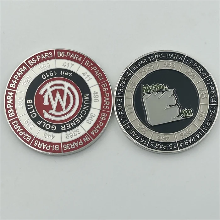 High Quality Souvenirs Gift Custom Metal Challenge Coin Yardage Golf Marker Accessories Poker Chips Souvenir Coin