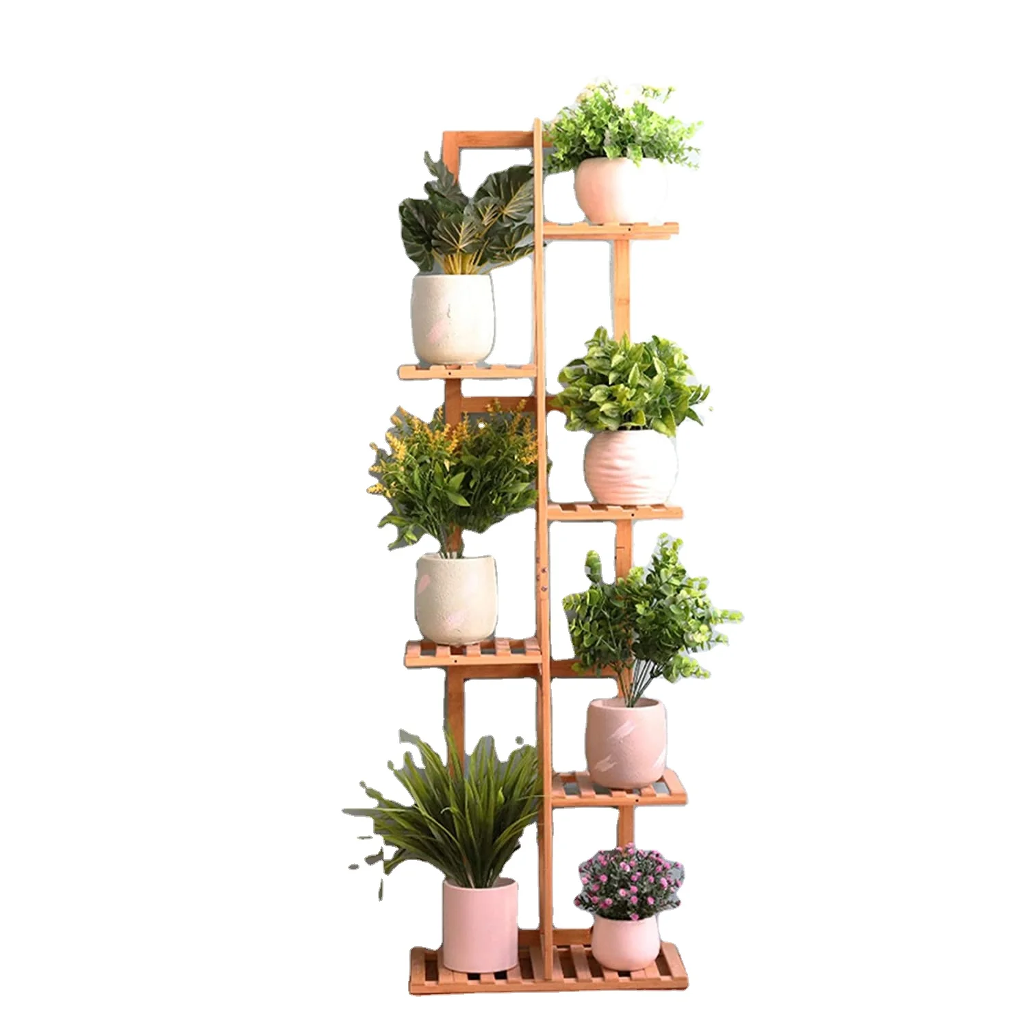 Bamboo Plant Stand 7 Potted Multilayer Garden Flower Rack Wooden Corner Shelf Patio Planter Holder Display Shelving Unit