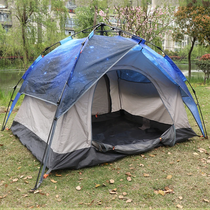 Wholesale 3-4 Person Large Portable Instant Pop Up Double Layer Waterproof Windproof Camping Tent Automatic for Outdoor