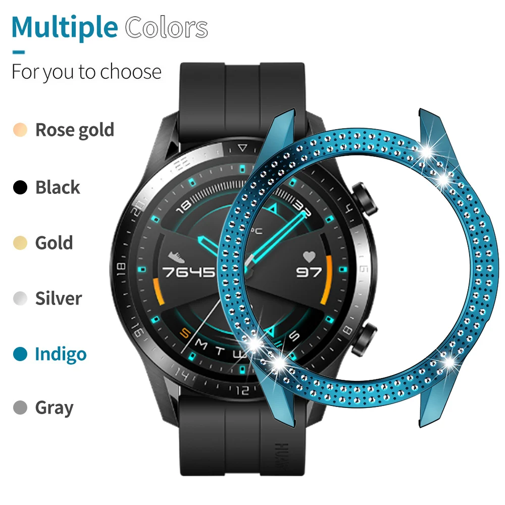 Роскошный двухрядный Алмазный чехол для Huawei Watch GT 2 46 мм пластиковый жесткий бампер GT1 аксессуары часов
