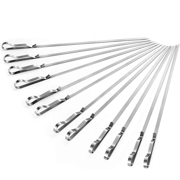 Stainless Steel Kebab Skewers,Reusable Grilling Sticks Set Shish Kebab Needles for Outdoor Camping