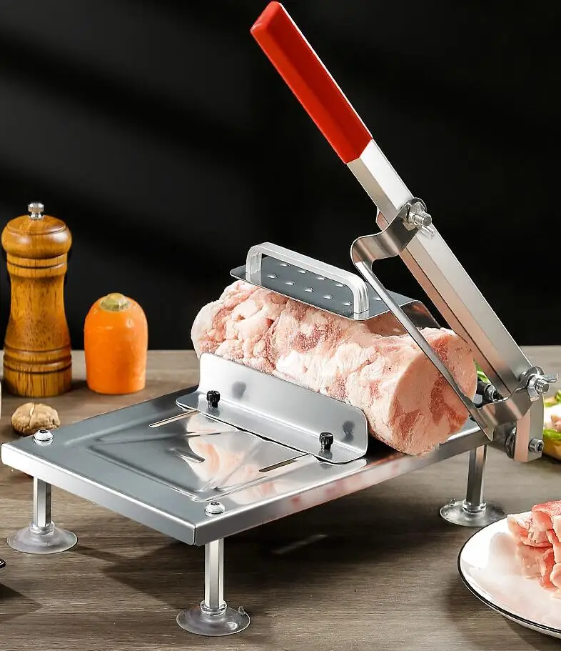 Ручная ломтерезка для замороженного мяса Модернизированная нержавеющая сталь резак машина резки говядины баранины рулонов слайсер продуктов домашнего