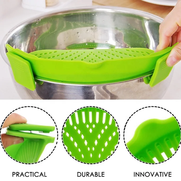 durable Silicone food strainers clip on colander fits All Pots and Bowls