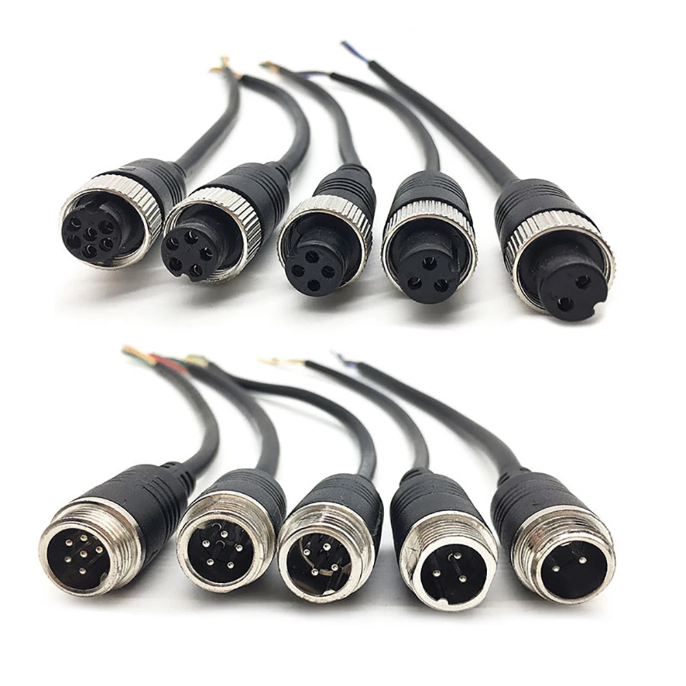 Molding Connector Spring Cable Solder 2/3/4/5/6 Pin Straight D Code Double Ended Male to female 5M/10M/20M for backup camera