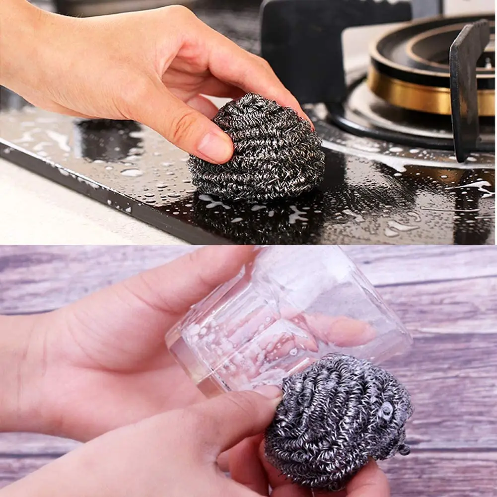 Kitchen Stainless Steel Sponges Scourer Set Stainless Steel Scrubbers Metal Scouring Pads Kitchen Cleaning Tool