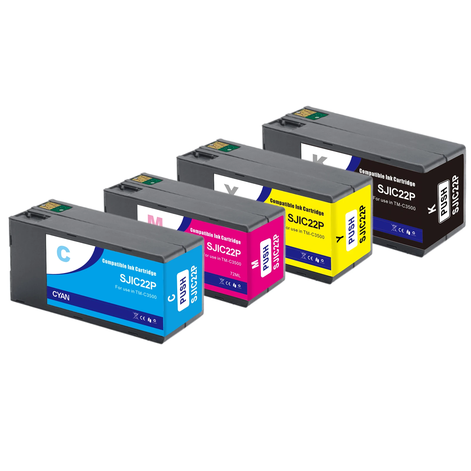 Aomya Compatible For EPN TM-C3500 Ink Cartridges SJIC22 B C M Y Label Printer Cartridge TM-C3500/3520
