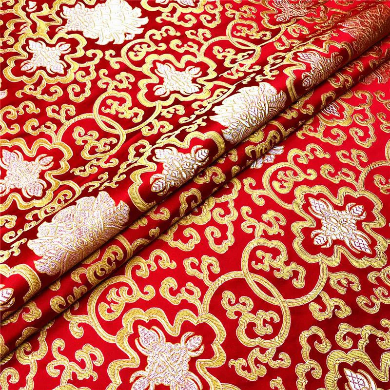 Colorful Silk Satin Golden Texture Antique Cheongsam Fabric for Sofa Cushion Fabric Fragrant Packaging