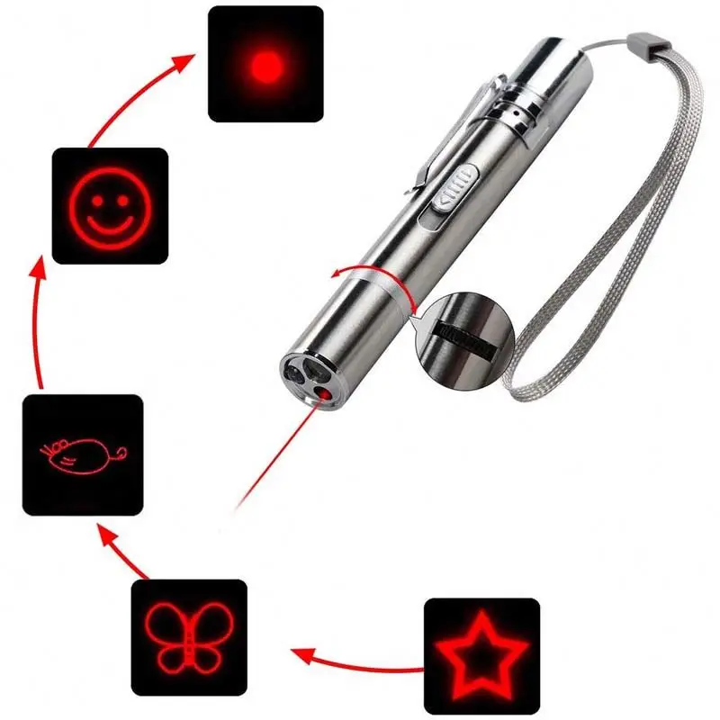USB Rechargeable Pet Supplies Interactive Cat Toys 3 In 1 Mini Red Laser Pointer Pen 812-1660