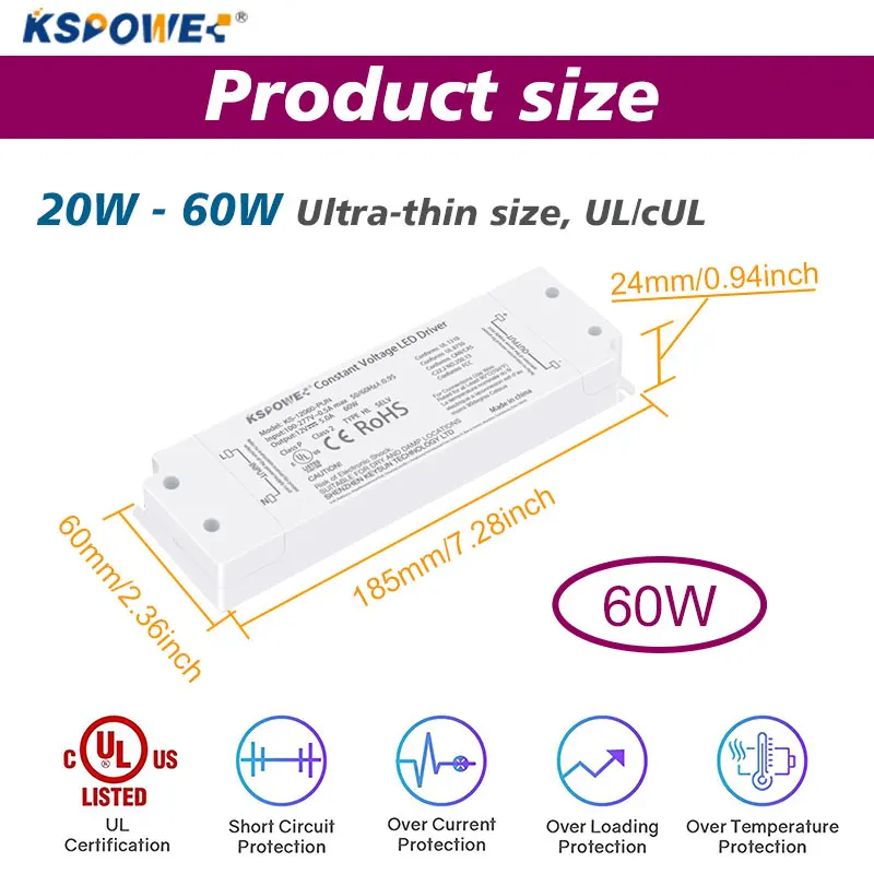 Сертификат Cul источник питания рождественские светодиодные лампы Электронный пластиковый осветительный трансформатор 60 Вт светодиодный драйвер