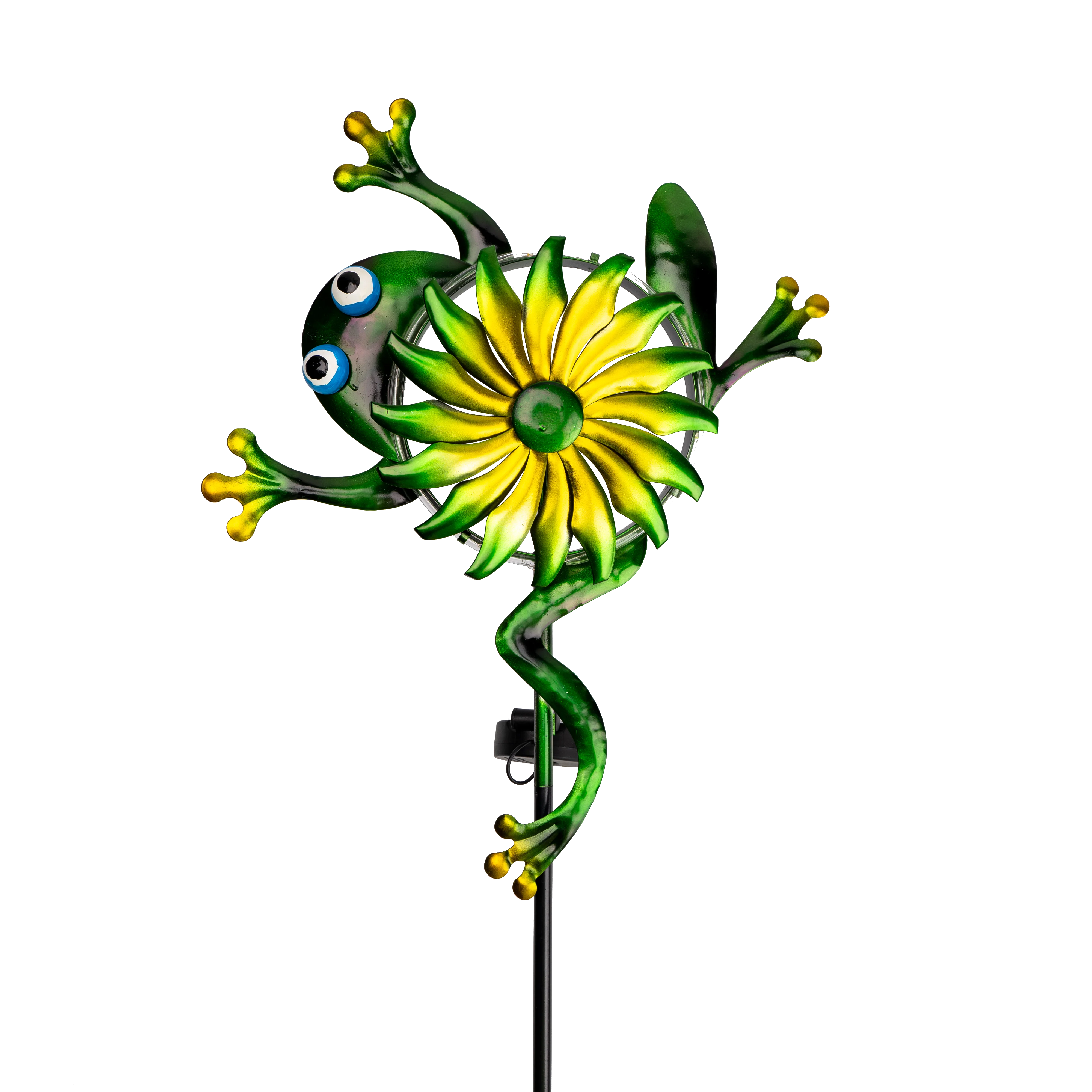 Solar Frog Wind Spinner, Kinetic Sculptures Wind Spinners Outdoor Metal Garden Stake Decorative Wind Sculpture Garden Decor