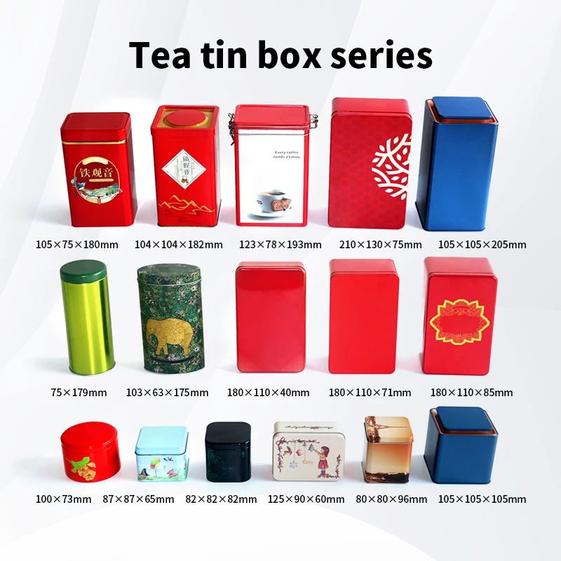 Square Tea Tin Box Metal Jewelry Gift Tin Can Packaging For Cookies Wholesale Custom Tinplate coffee bean Tin Box