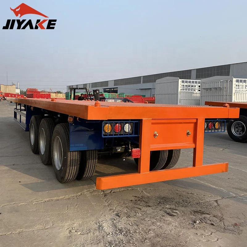 Manufacturer direct sale price cargo truck Triaxle Semi Container Flat Bed Trailer