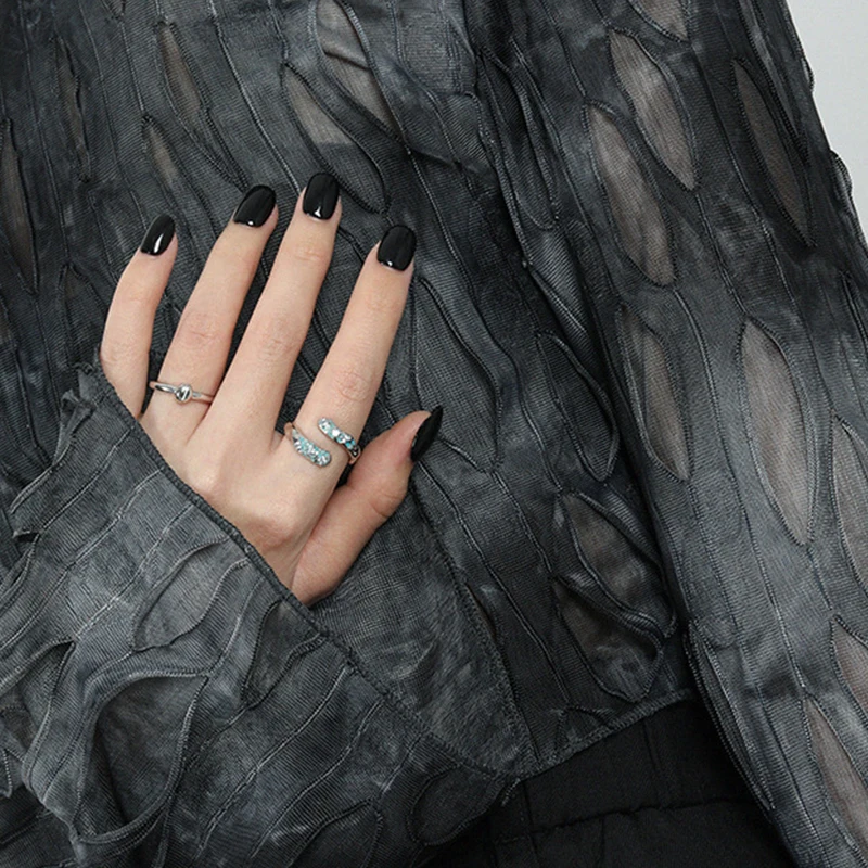 WuQie 925 Sterling Silver Jewelry Colorful Enamel with Zircon Adjustable Open Ring