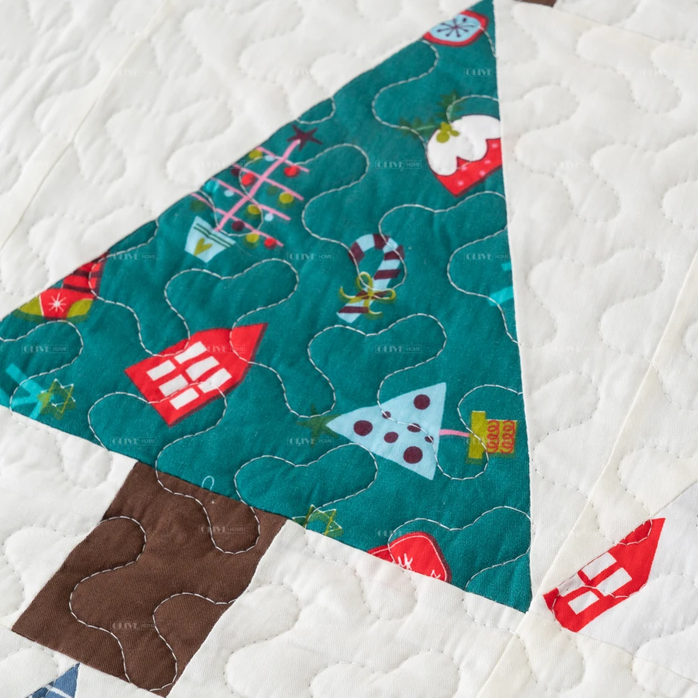 100% Pre-washed Christmas Patchwork Reversible Quilt Handmade Quilted bedspread Bedding Set for Holiday Season Nursery Kids Room