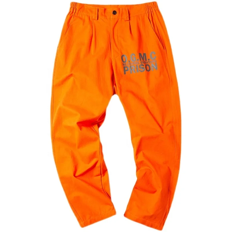 Custom logo movie orange prison uniform gang pants cotton casual custom pants