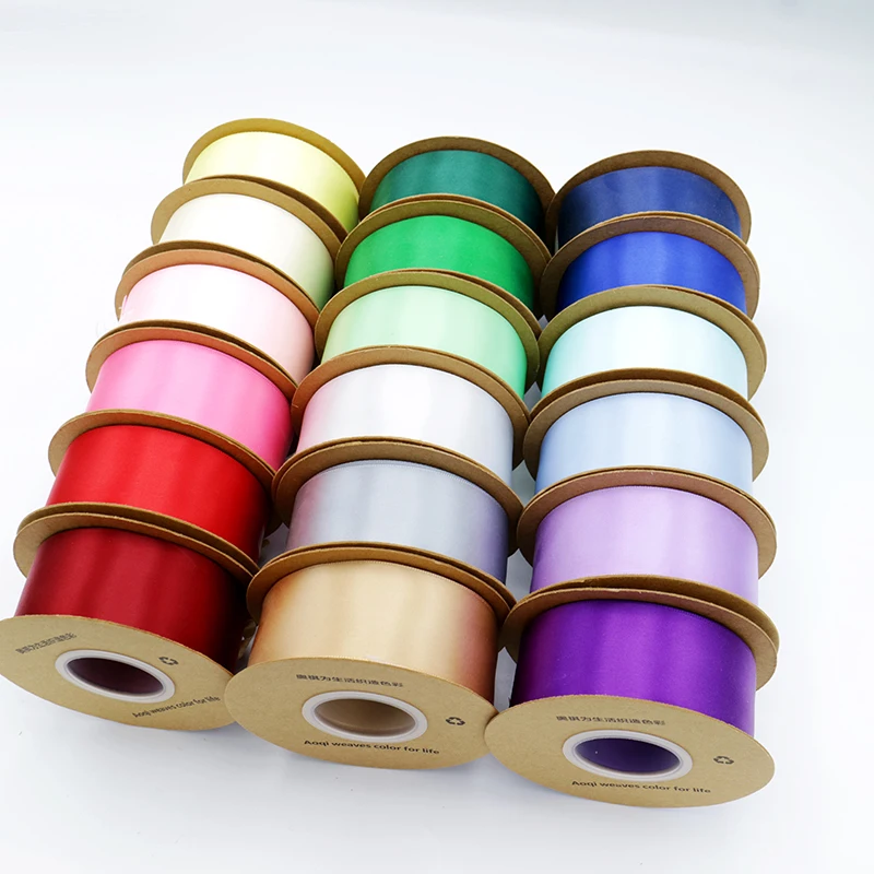 
Factory Wholesale 1.5 inch light pink blue Wedding Bouquet Pure elegant Silk Satin Ribbon fabric 