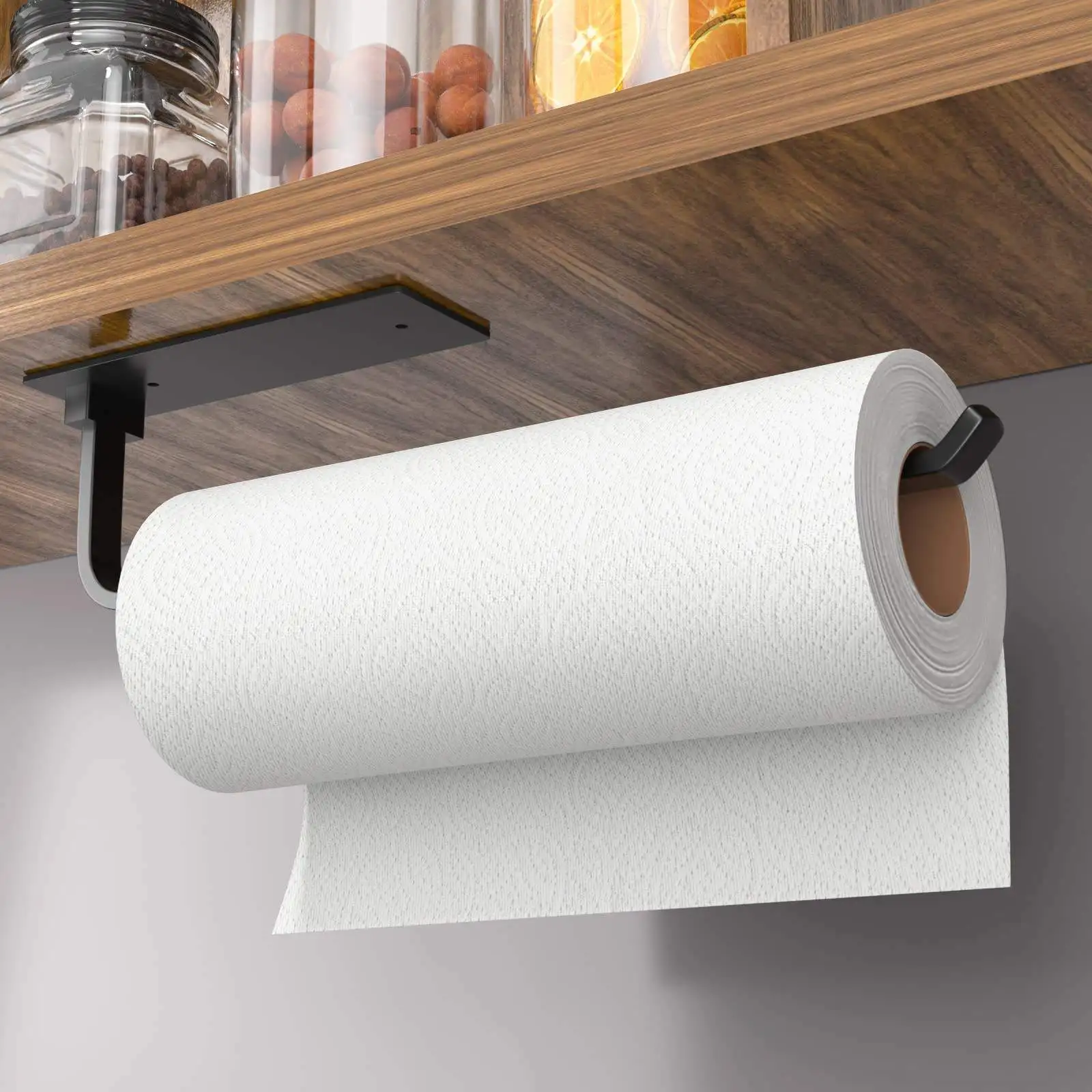 Matte Black Paper Towel Rack Under Cabinet for Kitchen Upgraded Aluminum Kitchen Roll Holder Paper Towel Holder