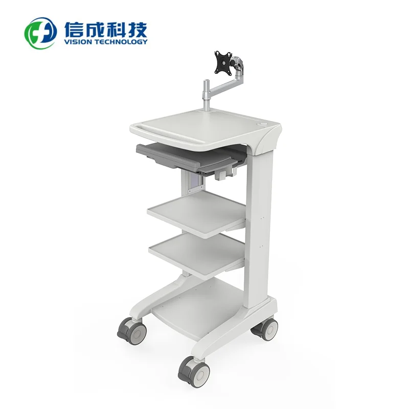 Medical cart manufacturer hospital OEM customized Endoscopy Cart With Swing Arm  Keyboard holder medical cart