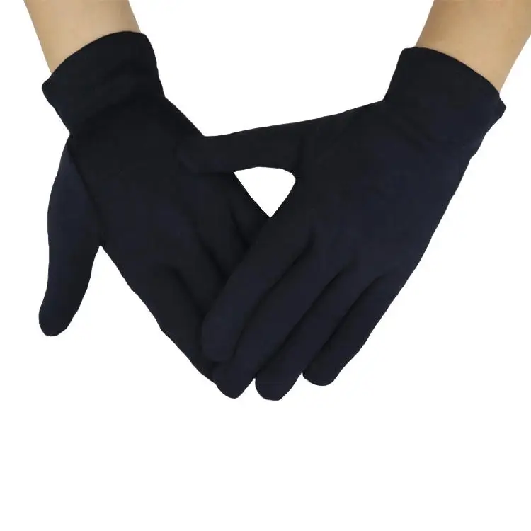 Custom Black 100% Pure Lint Free Organic Cotton Large Waiter Jewelry Overnight Moisturizing Hand Care Gloves For Marching