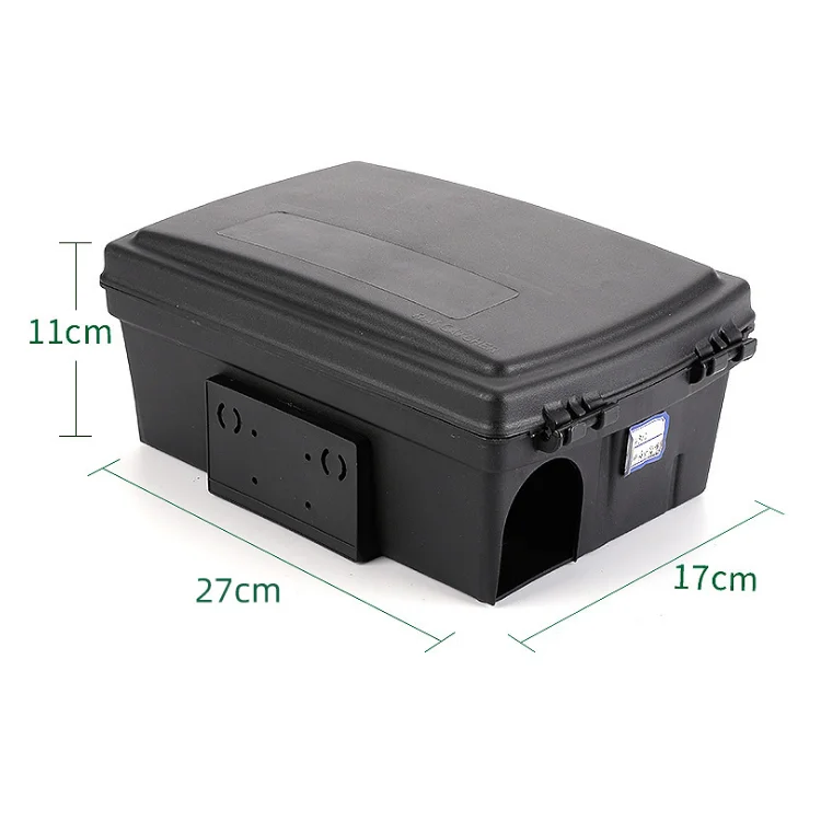 Solid Eco-Friendly Outdoor Rat Box Bait Station Pull-Off Lid Single Lock Flat Design Fits Impact Trap Rodent Control Indoor Use