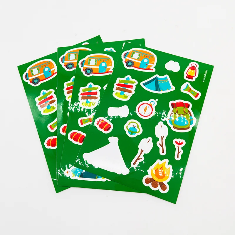 Hot Sale Custom Printing Self Adhesive Waterproof PVC Vinyl Cartoon Kiss Cut Sticker Sheet A4 For Kids