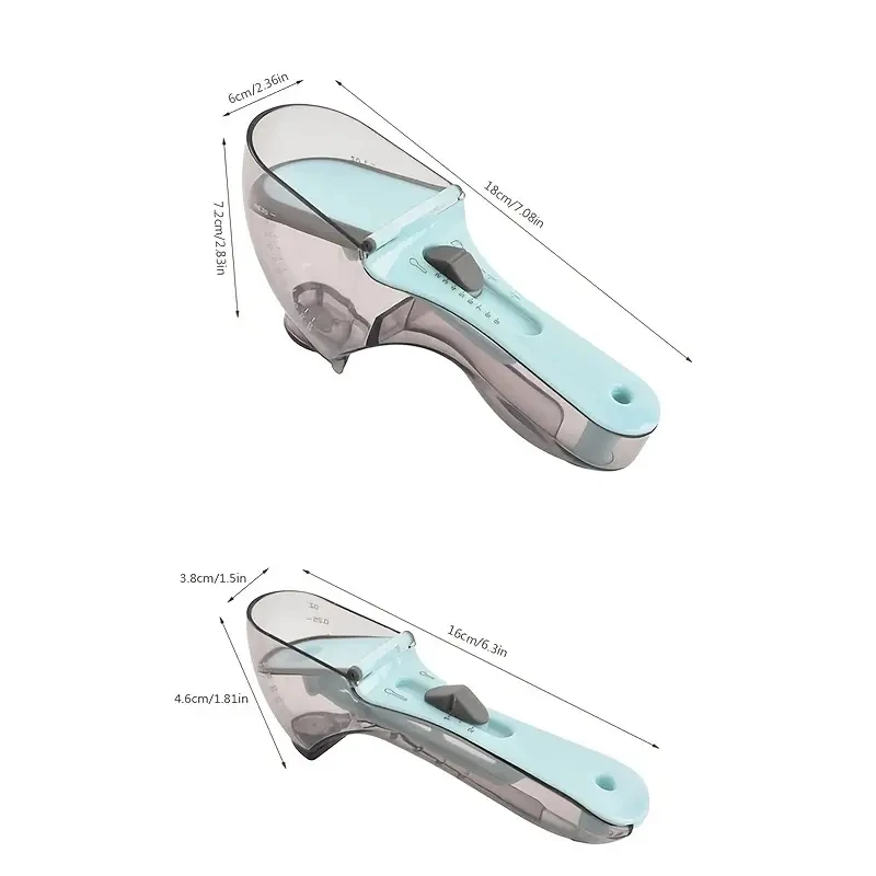2pcs Adjustable Measuring Cups & Spoons - Magnetic Plastic Scoop for Dry Liquid Ingredients Kitchen Tools