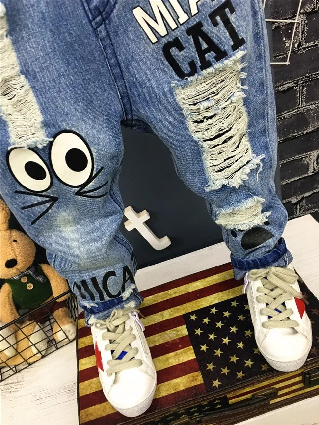 Wholesale Ripped patchwork cool Children Jeans Pants Denim Kids Boy Jeans