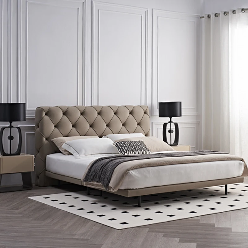 Audrey Modern Style Headboard Bedroom Furniture Bed Frame Easy Assembly Velvet Fabric Upholstered Bed
