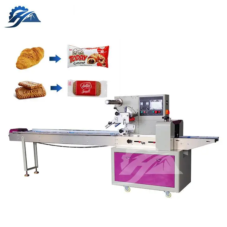 Full automatic Cookies biscuit feeding in pillow cookies wafer biscuit packing machine