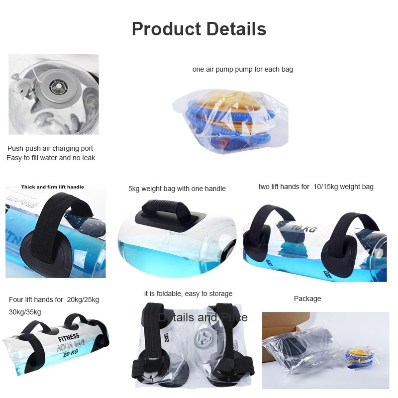 Fitness Equipment Strength Training Weight Lifting Bag Aqua Water Power Ball Gym Center or Home Use Aqua Training Water Bag