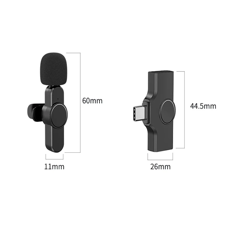 Беспроводной петличный микрофон, портативный мини-микрофон для записи аудио и видео, для iPhone, Android, прямых трансляций, игровых телефонов