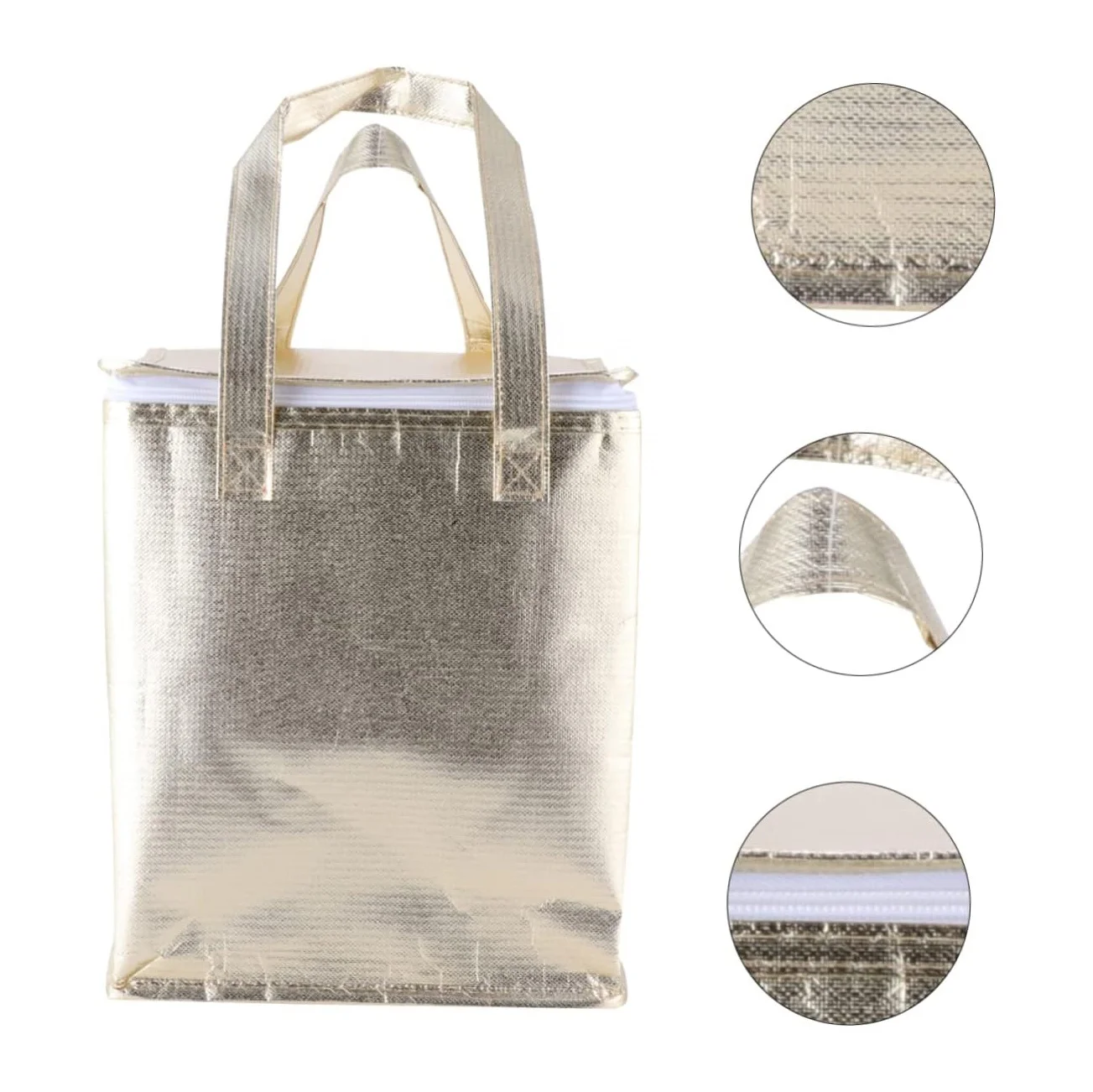 Custom 3 Pack Non-Woven Insulation Thermal Tote Bag Storage Organizer Delivery Bag Lunch Bag Box with Zipper for Cake Food Drink