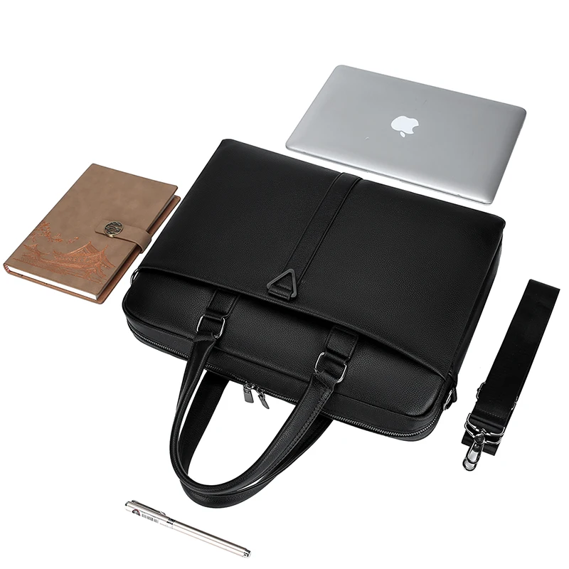 New Designer Large Portable Men Luxury Laptop PU Leather Waterproof Shoulder Business Laptop Bag For Office