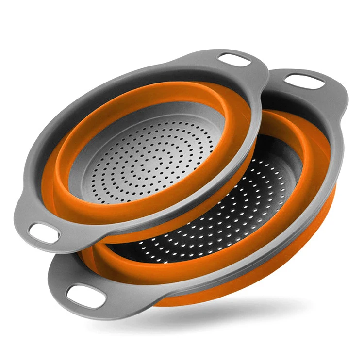 Best selling  Kitchen Silicone Collapsible Colander  Vegetable Strainer set