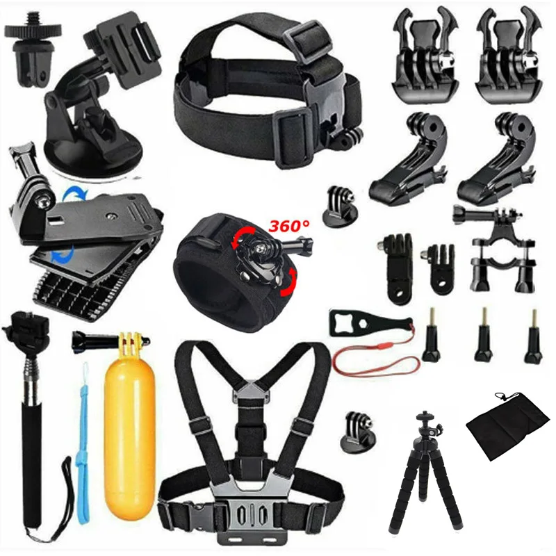 For Gopro 23 In 1 Accessories Kit Head Chest Strap Monopod for GoPro Hero 11 10 9 8 SJCAM SJ4000 SJ8 SJ10 DJI Action 2