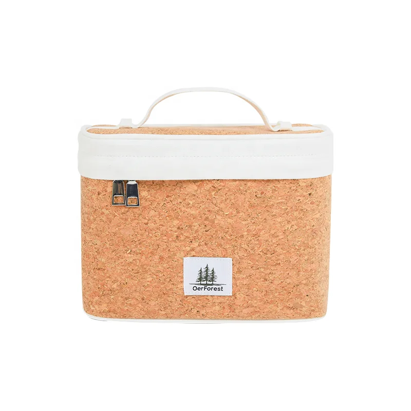 Large capacity canvas cork 4pcs cosmetic bag set travel cosmetics organizer case makeup bag custom for skin care products