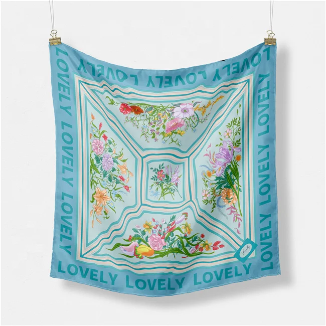 2022 New 53*53cm Retro Brand Women Silk Scarf Bandanna Lovely Bohemian Pattern Square Hijab Lady Wrap Headband foulard scarves