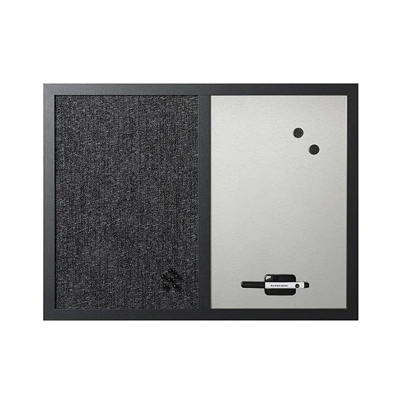 Wall Mounting Comb Planning Magnetic Fabric Notice Message Board With Black Color Frame