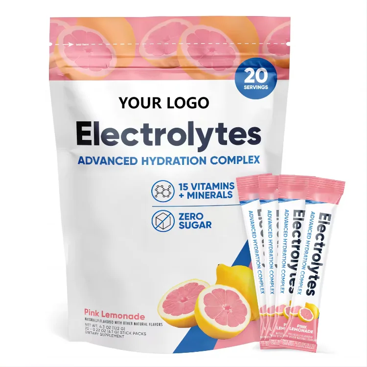 OEM Low Calorie Lemon Flavour Electrolyte Powder Hydration Packets Sweetened Stevia Energy Drink for Adults