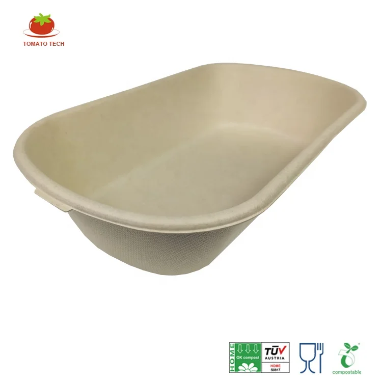 100% биоразлагаемое основное волокно сахарного тростника, Овальный пищевой контейнер 850 мл