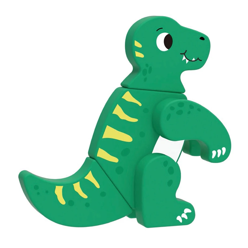 Wooden Magnet Dinosaur Puzzle Animal Shape Cognitive Colorful Building Block Montessori Toys for Kids